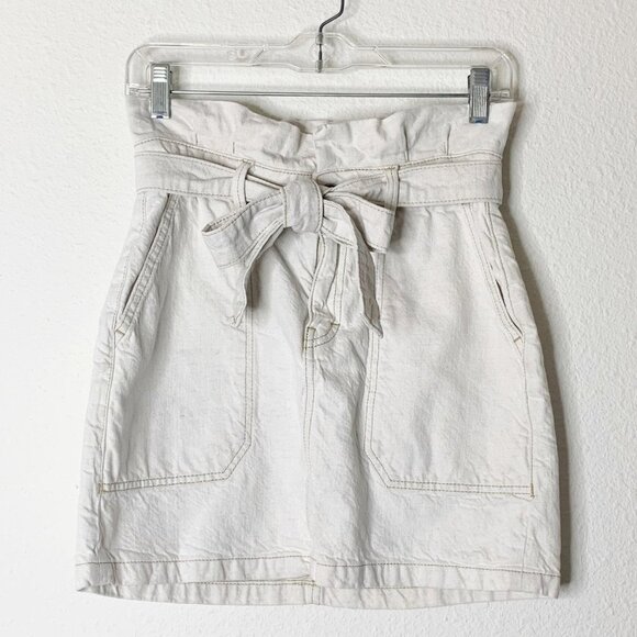 Free People Splendor In The Grass High-Waisted Denim Skirt Linen Blend Size 2 - Picture 3 of 10